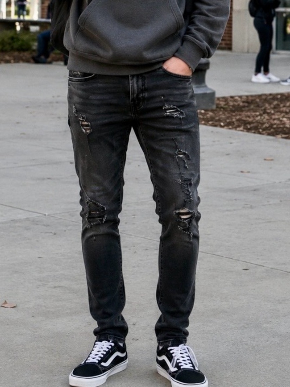 AMERICAN EAGLE Black Airflex+ Ripped Distressed Jeans 28 x 30 NWOT